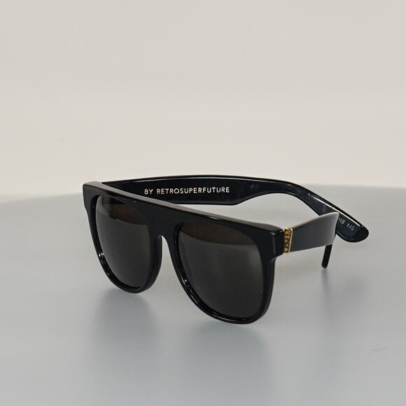 Retrosuperfuture Flat Top Black Sunglasses - Made in Italy - Picture 2 of 6